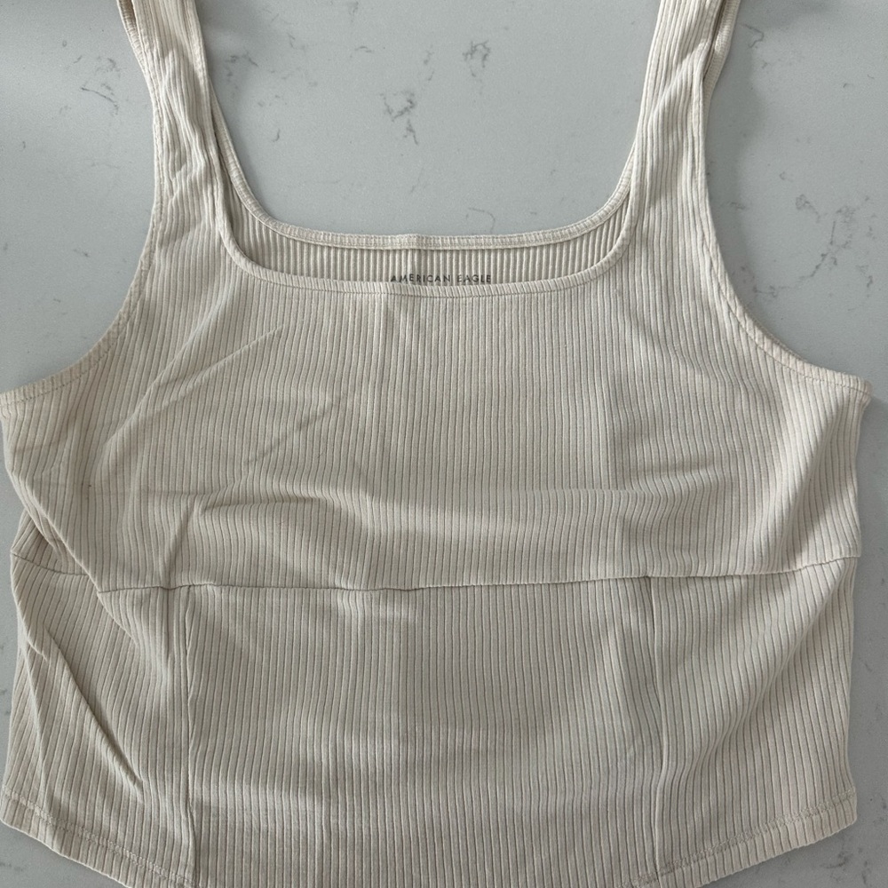 American Eagle Beige Ribbed Tank Top